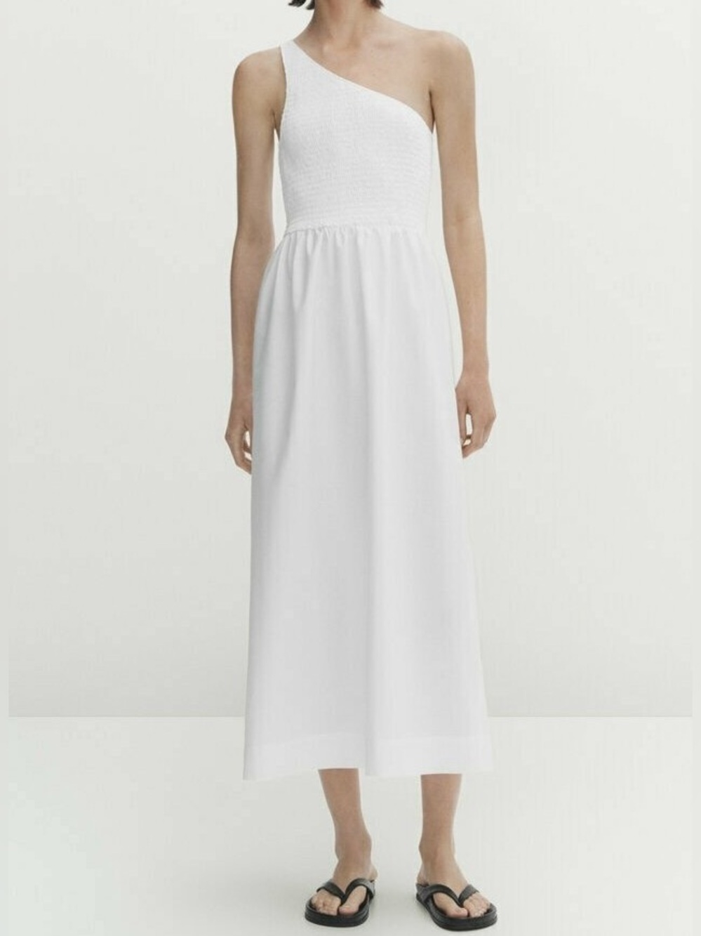Massimo Dutti One-Shoulder White Maxi Dress